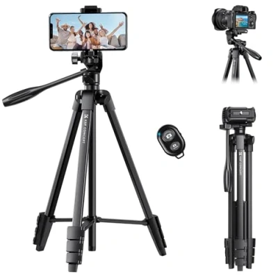 Obrázek K&amp;F Concept NT510 stativ na mobil, 152 cm lehký tripod pro DSLR Canon Nikon Sony, smartphone s držákem, hliníkový cestovní Bluetooth dálkovým ovládáním