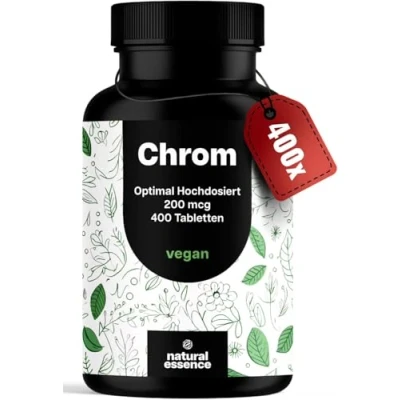 Obrázek Chromové tablety z pikolinátu chromium 400 tablet ve vysokých dávkách 200 mcg chromu v jedné tabletě veganské a vyrobené Německu