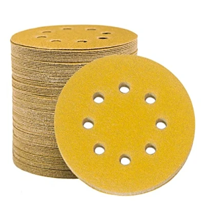 Obrázek STEBRUAM 100 Stück Schleifpapier 125mm Klett 80 Körnung, Profi Gold Rund 8 Loch Schleifscheiben für Exzenterschleifer,Für Holz Metall und Farbe
