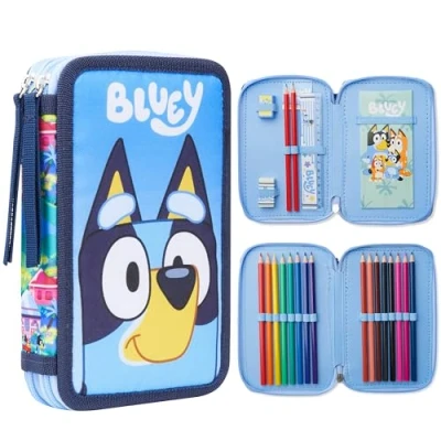 Obrázek BlueY Penál velký, naplněný pro chlapce se sadou psacích potřeb dárky děti, modrá,