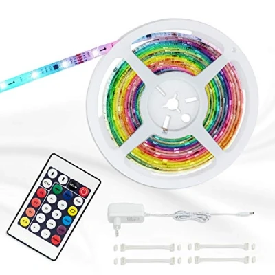 Obrázek Briloner Světla digitální LED pásek 5 m, včetně dálkového ovládání, samolepicí pásek, 150 x RGB LED, pásky stmívatelné, 24 W, délka: bílý