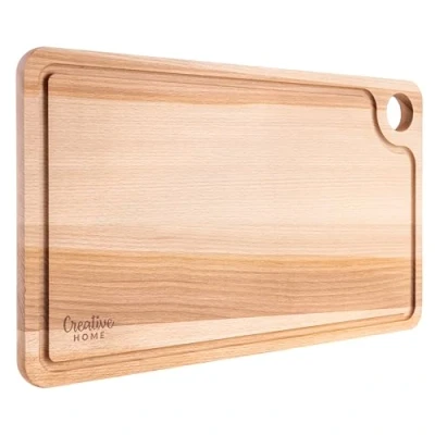 Obrázek Creative Home Velké krájecí prkénko dřevo 42 x 24,5 1,5 cm Dřevěné s drážkou na šťávu Oboustranné Kuchyně Ideální pro chléb, maso, zeleninu, sýr a