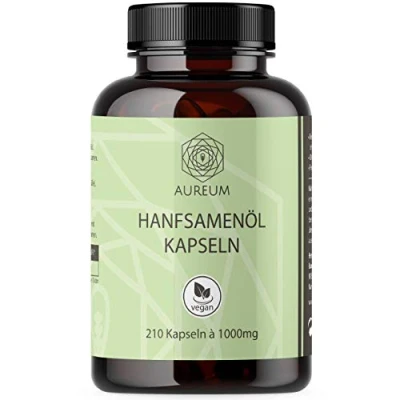 Obrázek Konopný olej v kapslích s měkkým gelem vysoká dávka 1000 mg na kapsli Od Aureum lisovaný za studena po dobu 210 dní / 7 měsíců