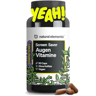 Obrázek Vitamín očí Screen Saver pro hráče 90 kapslí s vitaminem a luteinem zeaxanthinem E veganský, vysoká dávka, bez zbytečných přísad laboratorně testováno v Německu