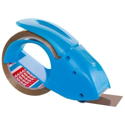 Obrázek tesa pack Abroller Pack&#039; n&#039; Go ergonomický, modrý odvíječ pro balicí pásky včetně lepicí 50 m x 48 mm