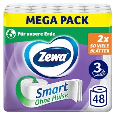Obrázek Zewa Chytrý toaletní papír bez pouzdra, velké balení se 48 kolečky (6 x 8 300 listů)