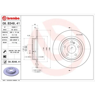 Obrázek Brembo 08. B348. 41 zadní brzdový kotouč s UV lakováním, počet 2