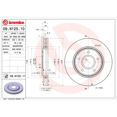 Obrázek Brembo 09.N125.11 Přední brzdový kotouč s UV lakem, počet 2