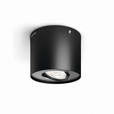 Obrázek Philips myLiving Phase stropní/nástěnné bodové svítidlo (4,5 W), stmívatelné LED světlo s teplým bílým světlem, energeticky úsporné osvětlení prostoru dlouhou užitnou životností, černé