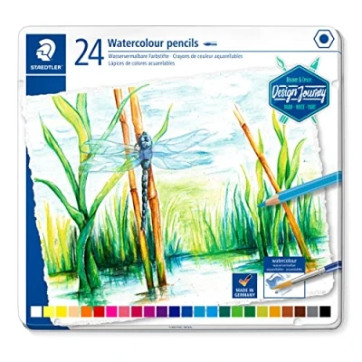 Obrázek STAEDTLER 14610C M24 wasservermalbarer Buntstift (klassisches Sechskantformat, für Aquarelleffekte auf Aquarellpapier, auch klassische Trockentechniken) Metalletui mit 24 leuchtenden Farben