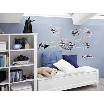 Obrázek Star Wars dekorační samolepky od Komar &quot;Deco nálepka &quot;Star Spaceship&quot; velikost 50 X 70 cm (šířka výška), 15 dílů, nástěnné tetování, dekorace, Wing, Millennium Falke, TIE Fighter 14022h