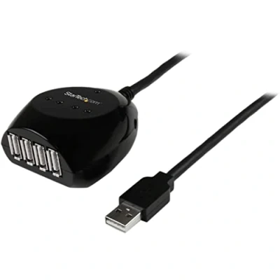 Obrázek StarTech.com 15 m USB 2. 0 kabel aktivní se 4 porty rozbočovačem, A konektorem na zdířku datový 4násobným rozdělovačem, černý