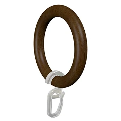 Obrázek Flair Deco 11052801 2019 prstence s Faltenhaken pro 28 mm průměr záclonové tyče, obsah balení 20 kusů, Nussbaum lakovaný ze dřeva