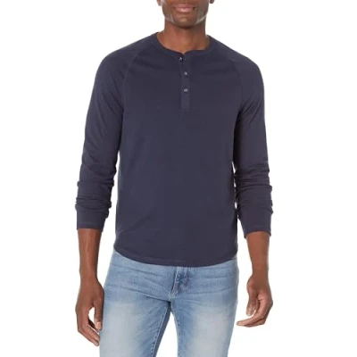 Obrázek Amazon Essentials Pánské Henley tričko s dlouhým rukávem, úzký střih, námořnická modrá, M