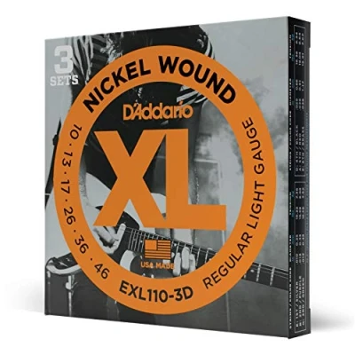 Obrázek D&#039;Addario Kytarové struny E kytara pro elektrické kytary elektrickou kytaru EXL110 3D Regular Light, 1046 3 kusy