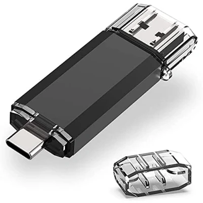 Obrázek USB C OTG Stick 128GB, RAOYI 3.0 &amp; Type Stick, Dual Speicherstick 2 IN 1 Flash Laufwerk für Tablet/iPhone 15/ Smartphone/Android/Samsung/Huawei/Honor/Xiaomi/PC/Laptop (Schwarz)