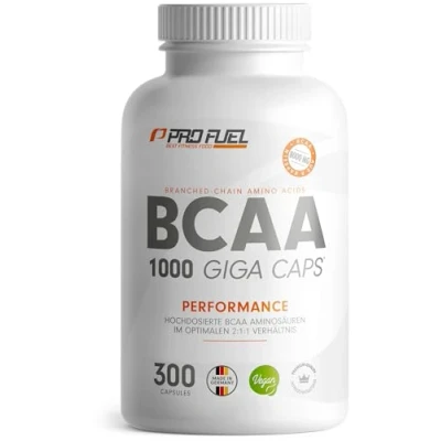 Obrázek BCAA 1000 Giga Caps vysoká dávka s 8000 mg 300x kapslí v optimálním poměru 2:1:1 esenciální aminokyseliny leucin, isoleucin a valin laboratorně testováno, 100%