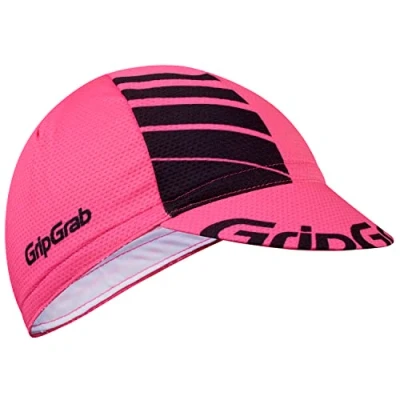 Obrázek GripGrab Lehká letní Cycling Cap UV ochrana jízdní kolo spodní helma čepice retro cyklistický sport Mesh proti mouchám na kolo, tmavorůžová/černá