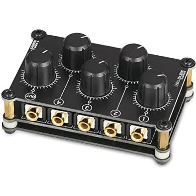Obrázek Little Bear MC5 Mini mixážní pult, přenosný, 4 kanály, pasivní stereo audio studiový nízká hlučnost, není nutné napájení (MC5)
