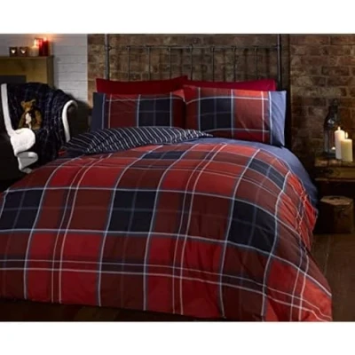 Obrázek Rapport Home Argyle Tartan sada povlečení, polyesterová bavlna, červená, dvoulůžko