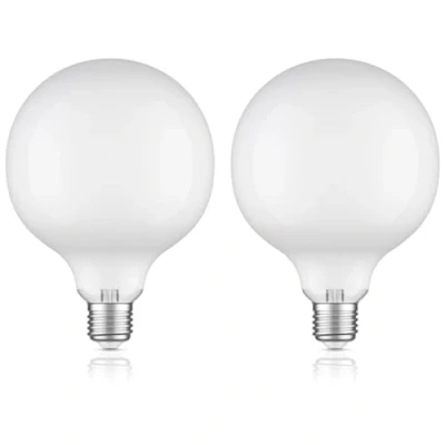 Obrázek ledscom.de 2 kusy E27 LED žárovek, G125, teplá bílá (2700 K), 6,2 W, 845 lm, mléčné sklo extra matné