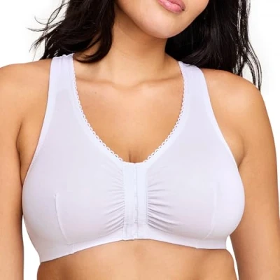 Obrázek Glamorise Dámská bavlněná podprsenka PerfectComfort bez kostic s T zády, kůže, 100B, bílá