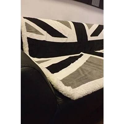 Obrázek Rapport Home Union Jack britská vlajka Velké Británie, měkká, šedá, bílá, černá, přehoz, polyester, 130 x 160 0, 15 cm