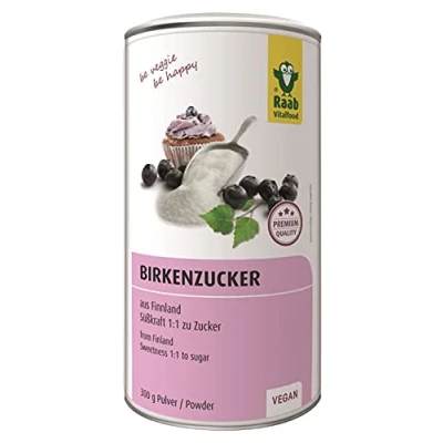 Obrázek Raab Vitalfood Prémiový březový cukr, xylit, veganský, 1:1 alternativa cukru, sladidla, přátelská se zuby, z Finska, veganská, bezlepková, 300 g