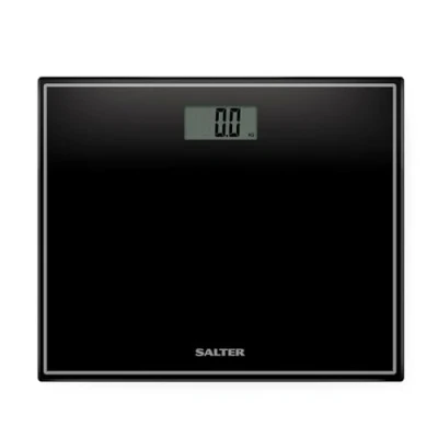 Obrázek Salter 9207 BK3R elektronická koupelnová váha ze skla, dobře čitelný displej, aktivace step on, nášlapná plocha z tvrzeného max. hmotnost 150 kg/330 lbs, černá