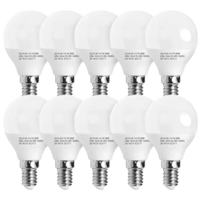 Obrázek Aigostar LED E14 teplá bílá 7W žárovka 3000 K 620 lumenů úhel vyzařování 180 stupňů energeticky úsporné, multipack s 10 žárovkami
