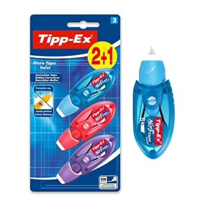 Obrázek Korekční váleček Tipp Ex Micro Tape Twist s ochranným krytem, ve 3 barvách (nelze zvolit), 8 m x 5 mm, ks, ideální do školy