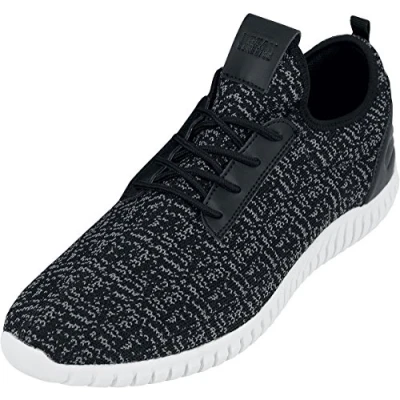 Obrázek Urban Classics Pánské Knitted Light Runner Shoe Sneaker, černá šedá bílá.