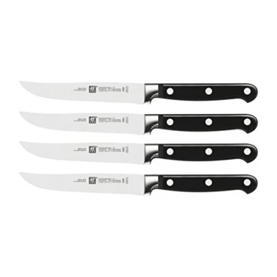 Obrázek ZWILLING Profesionální sada steakových nožů 4dílná, délka čepele 12 cm, speciální nerezová ocel / plastová rukojeť s nýty, černá [Made in Germany]