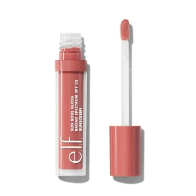 Obrázek e.l.f. Sun Boss Gloss SPF 25, pigmentovaný lesk na rty pro vysoce lesklý finiš, hydratační a vyživující formule, veganský netestovaný zvířatech, Pink Me Girl