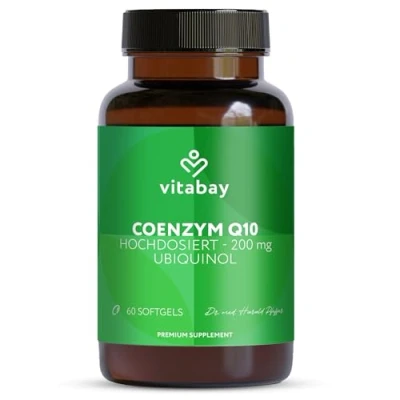 Obrázek Vitabay koenzym Q10 Ubiquinol kapsle vysoké dávky 200 mg Depot Komplex 60 kapslí 200mg antioxidant Coenzyme Q 10 Enzym