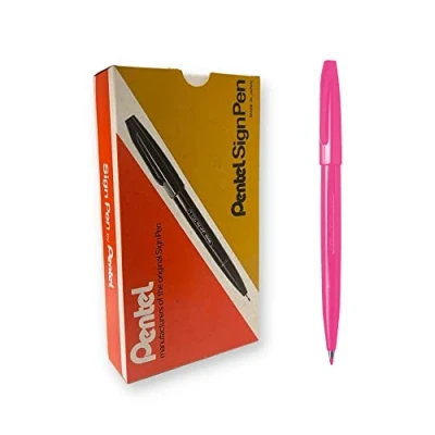 Obrázek Pentel S520 P Sign Pen spisovací pero, tloušťka čáry 0,8 mm, růžová, balení 12 ks
