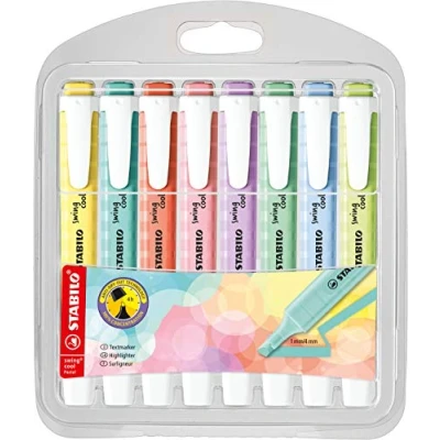 Obrázek Zvýrazňovač STABILO swing cool Pastel balení 8 ks s různými barvami