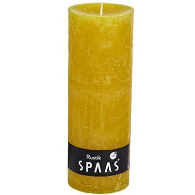 Obrázek Spaas Bougie cylindre Rustique 70/190 Jaune d&#039;automne Rustikale Stumpenkerze 68/190 mm, ± 95 Stunden, ohne Duft Herbst gelb, D 68 mm x H