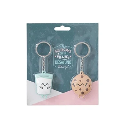 Obrázek Mr. Wonderful 2er Set Schlüsselanhänger Mr.Wonderful Kekse und Glas Paare Son ¡la Leche, Kautschuk, mehrfarbig, 5 x 1 cm