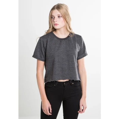 Obrázek Urban Classics Cropped Short Sleeve CREW Jednoduché tričko, Ženy, Velikost: Large, Darkgrey