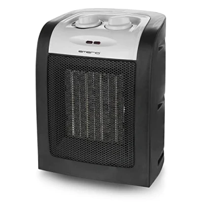 Obrázek Emerio 1800 W ECO keramický topný ventilátor, dva stupně výkonu, energeticky úsporný provoz díky PTC (keramice) topnému tělesu, termostat, s bezpečnostním spínačem, funkce ventilátoru, FH 106145 černý