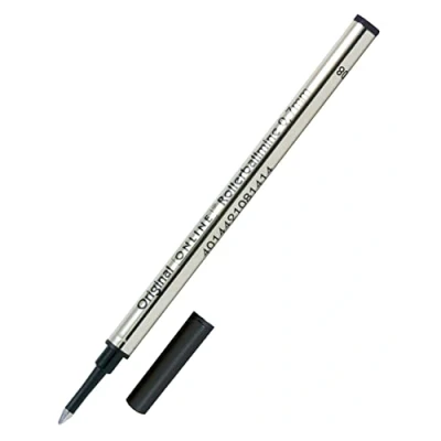Obrázek 1 x náhradní náplň na inkoustové pero, barva černá, tloušťka linky 0,7 mm, kuličkový míč od Online, také pro Faber Castell, senátor, Schneider, atd., ISO 14145 2, kovové pouzdro, keramická
