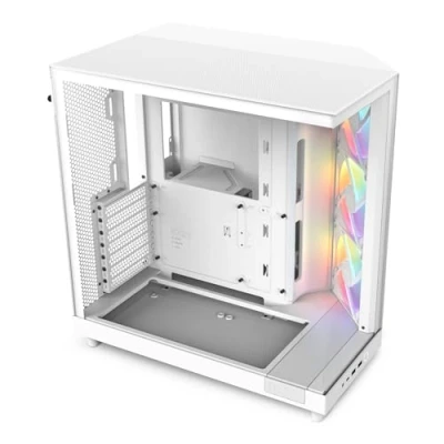Obrázek NZXT H6 Flow RGB CC H61FW R1 Kompaktes Mid Tower Gehäuse mit zwei Kammern Inklusive 3 x 120 mm Lüfter Glaspaneele Panoramablick Hochleistungs Airflow Panels Weiß