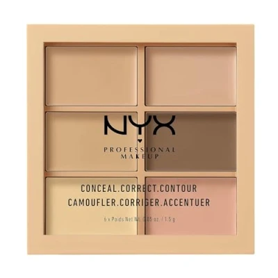 Obrázek NYX Professional Makeup Conceal, Correct, Contour Palette, Sechs Farbtöne, Cremige Textur, Untertöne, Farbton: Light