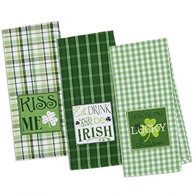Obrázek DII 100% Baumwolle, maschinenwaschbar, Everyday Kitchen Basic Bedruckt Spiel Tag Dishtowel, 45,7 x 71,1 cm Set von 2 Fußball &amp; Streifen, St Patricks Day, 2er