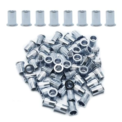 Obrázek CCLIFE Sada 60 kusů nýtovacích matic a M10, 17 mm x 21 mm, pozinkovaná uhlíková ocel ideální upevnění na ocel, sklolaminát plast