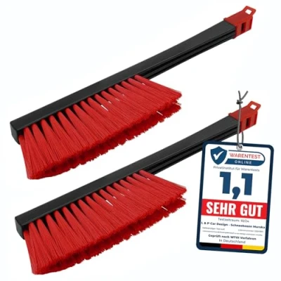 Obrázek [ 2 kusy] smeták na auto sníh zimní Murska smetáček šetrný k laku kartáč z Finska (2x L&amp;P A059 černá červená)