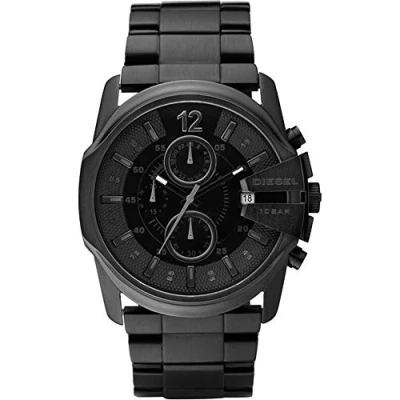 Obrázek Diesel Pánské hodinky Chief Series, chronograf se silikonovým řemínkem z ušlechtilé oceli nebo koženého náramku, černá, modern futuristic
