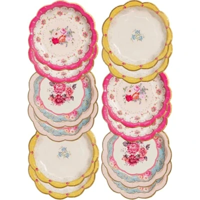 Obrázek Talking Tables Truly Scrumptious; papírové talíře na čajové svíčky, svatby a narozeninové oslavy, vintage styl, 18 cm (12 kusů v balení ve 3 designech)