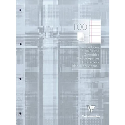 Obrázek Clairefontaine 5814C blok kurzu (se 100 listy, linkovaný s okrajem, DIN A4, 21 x 29,7 cm, ideální do školy) 1 kus bílý